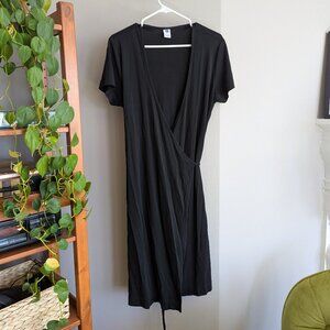 GAP Short sleeve wrap dress, Black, L